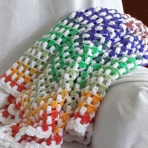 Handmade Crochet Rainbow Lap or Baby Blanket